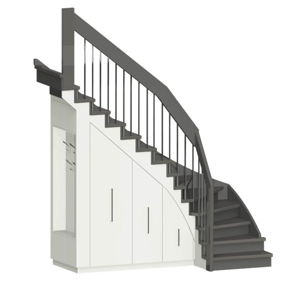 Treppenunterschrank unter einer Bolzentreppe